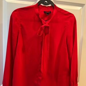 Bright Red J.Crew 100% Silk Blouse Ladies Size 6